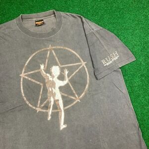 Vintage Rush Band Shirt Mens XL Black 1992 Starman Special Edition Faded 90s USA